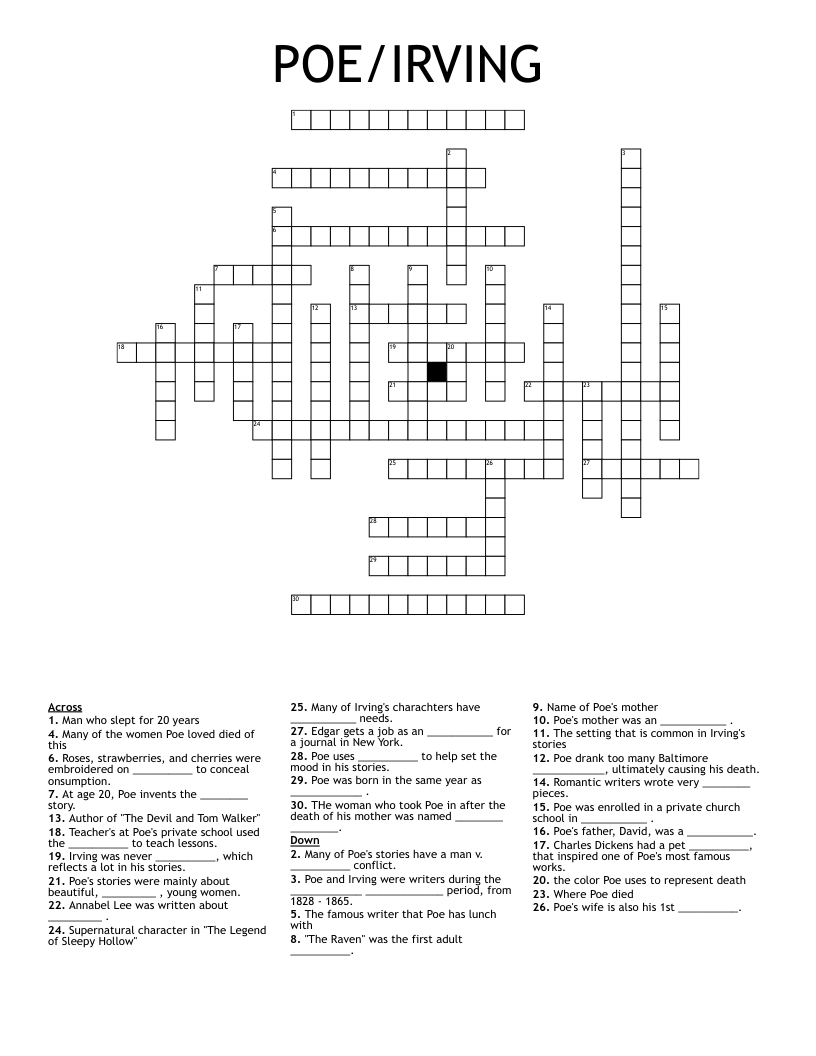 POE/IRVING Crossword