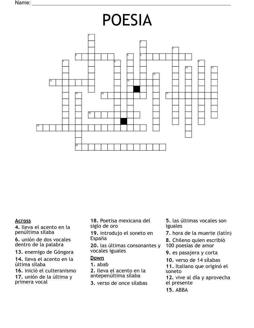 POESIA Crossword