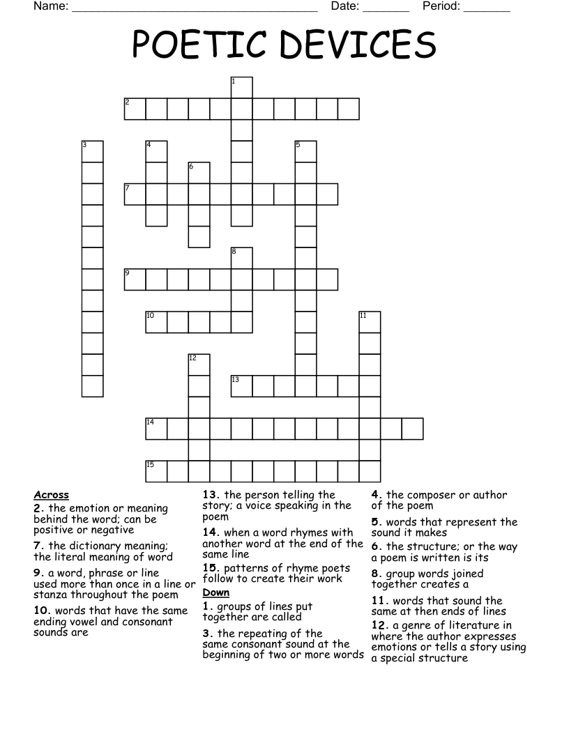 POETIC DEVICES Crossword