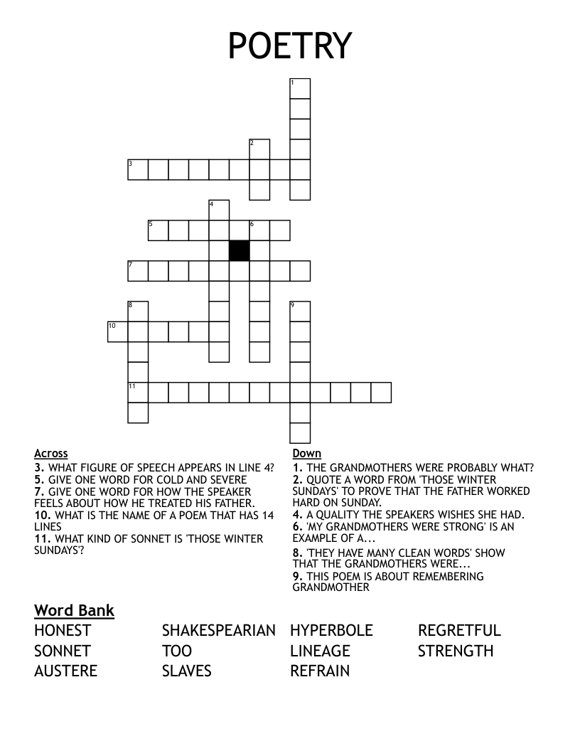 POETRY Crossword