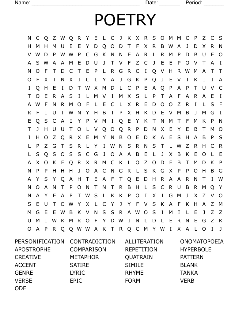 POETRY Word Search