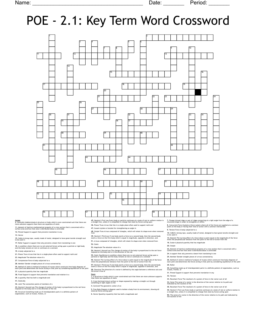 POE - 2.1: Key Term Word Crossword