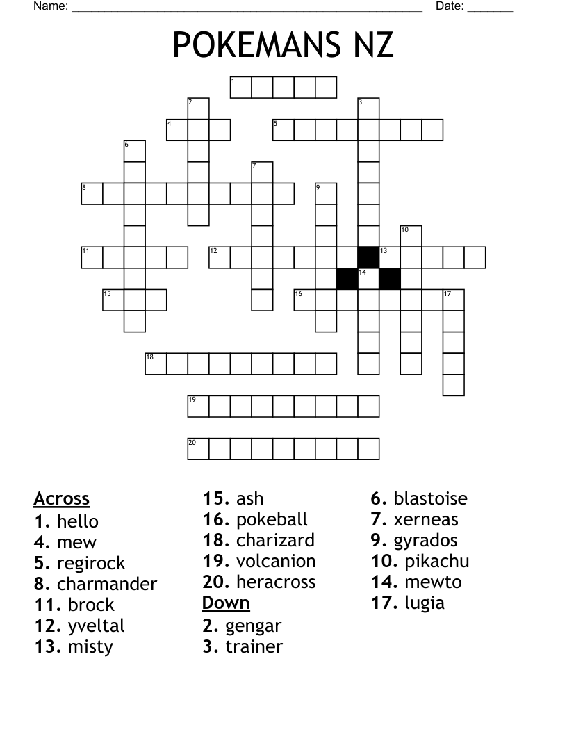 POKEMANS NZ Crossword