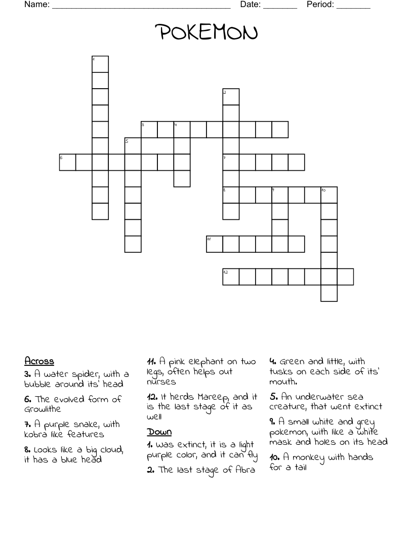 POKEMON Crossword