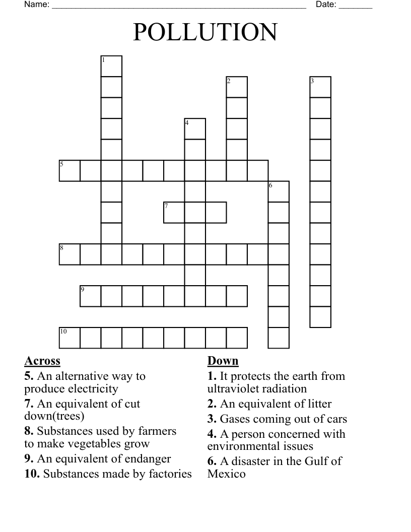 POLLUTION Crossword