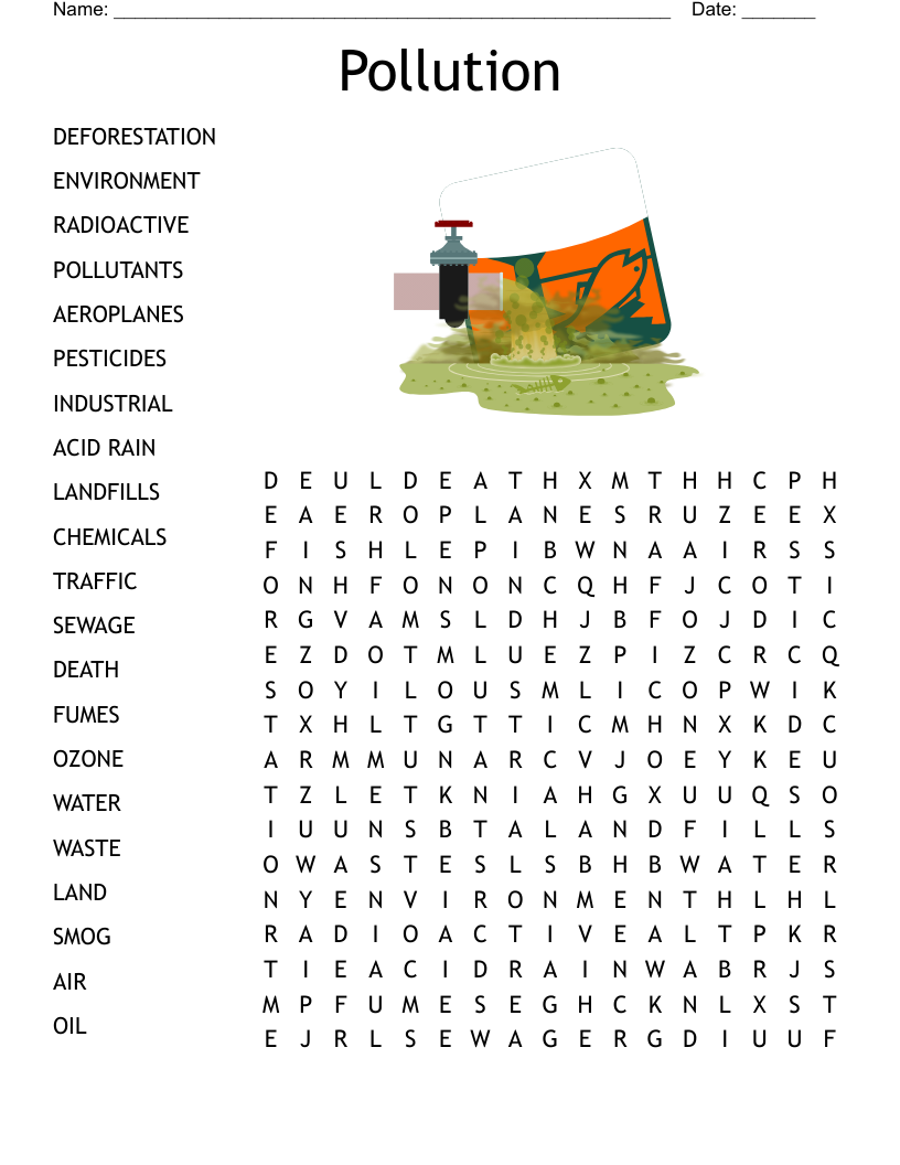 Pollution Word Search