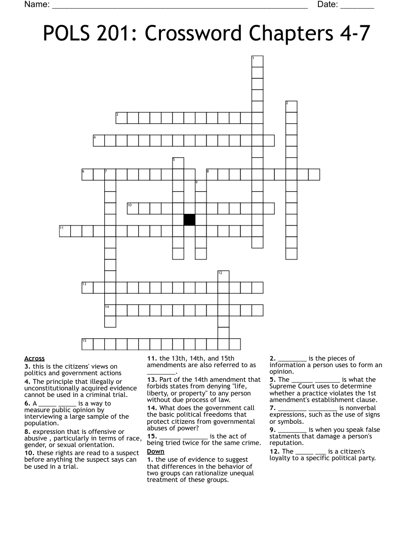 POLS 201: Crossword Chapters 4-7