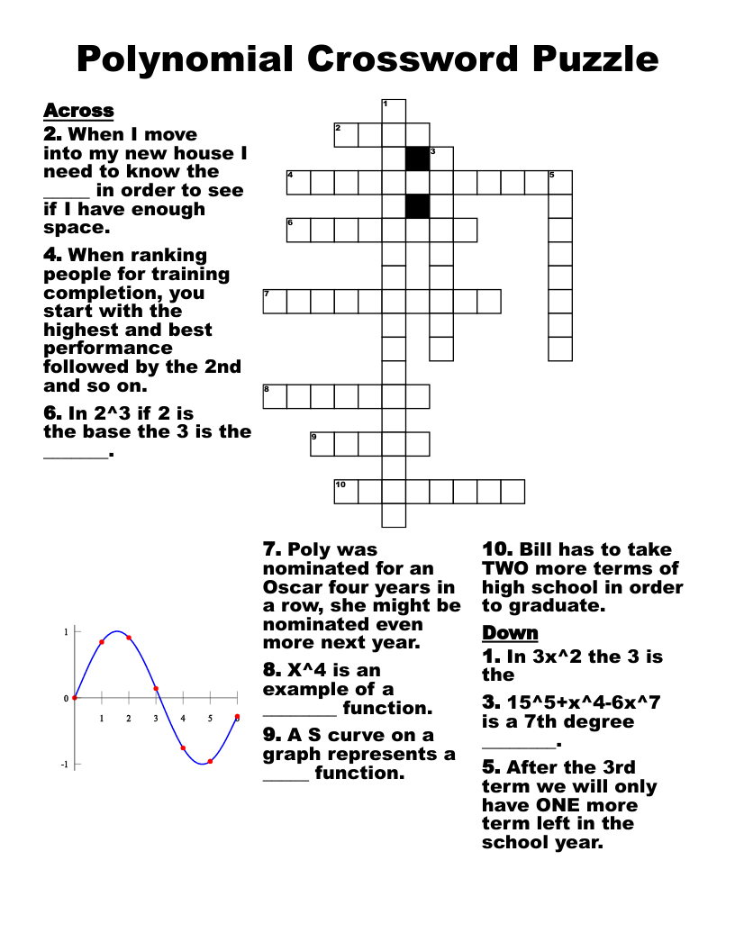 Polynomial Crossword Puzzle