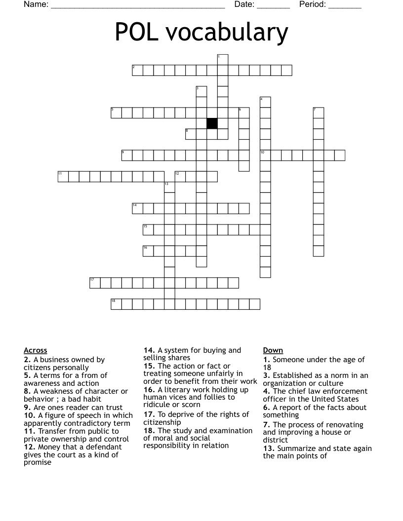 POL vocabulary Crossword