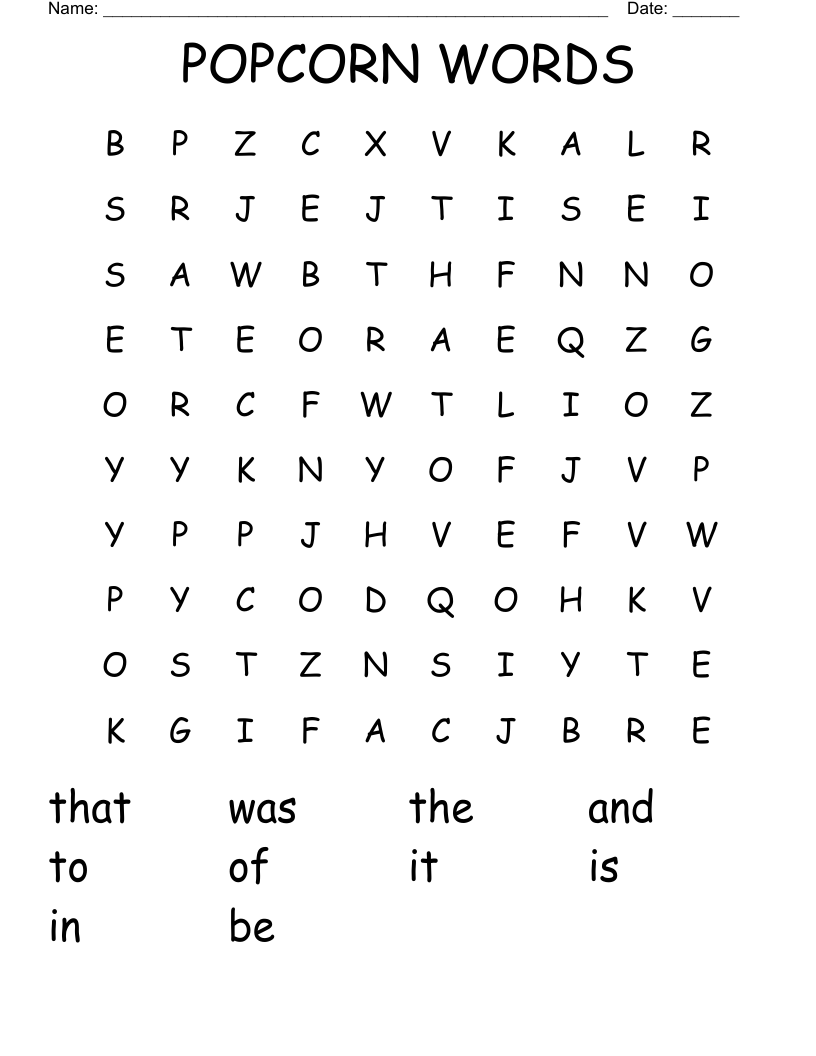 POPCORN WORDS Word Search