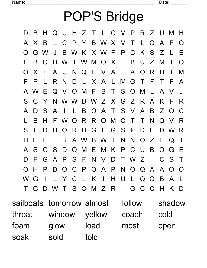 POP'S Bridge Word Search