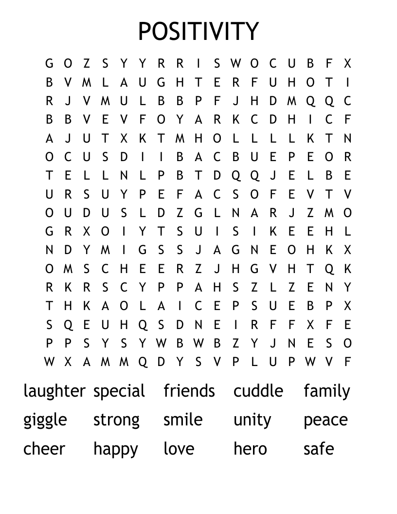 POSITIVITY Word Search