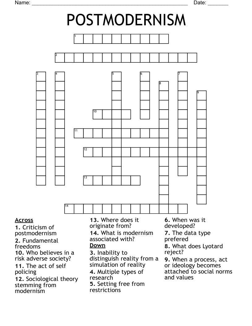 POSTMODERNISM  Crossword
