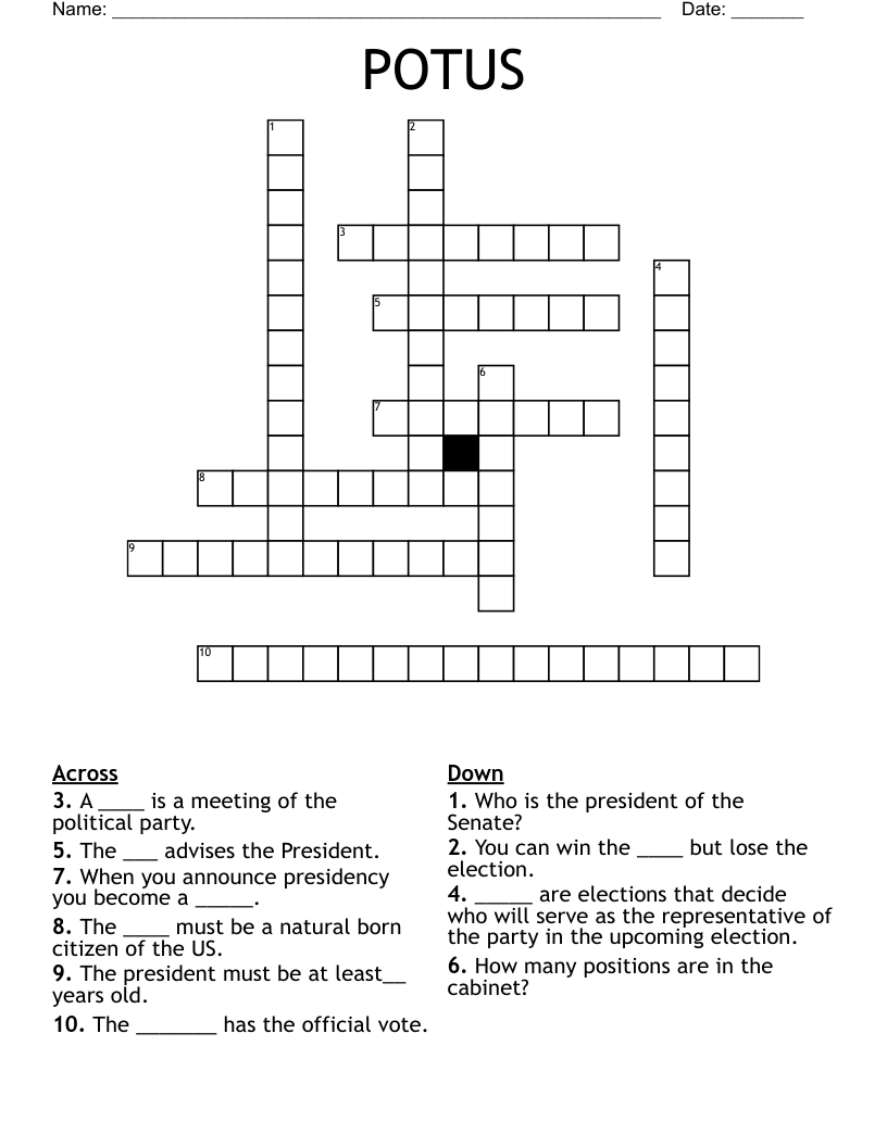 POTUS Crossword