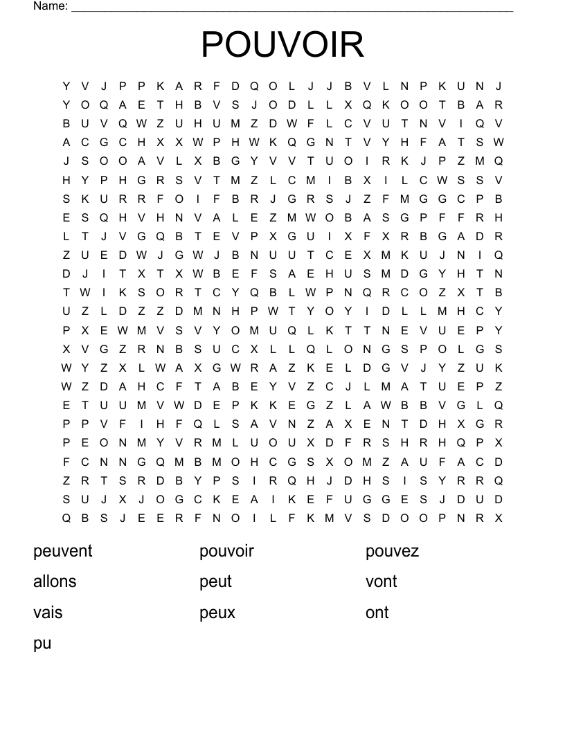 POUVOIR Word Search