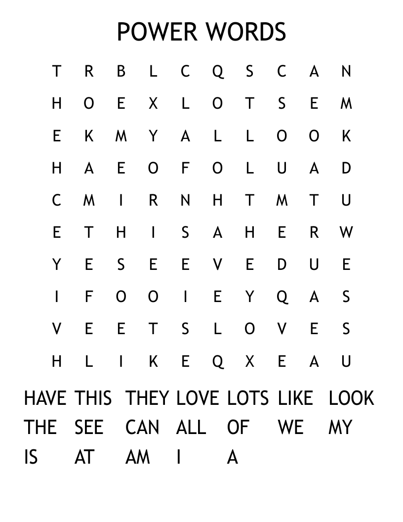 POWER WORDS Word Search