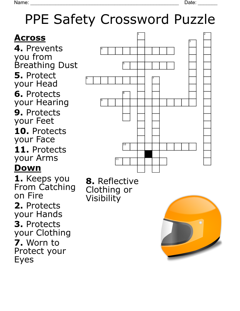 PPE Safety Crossword Puzzle