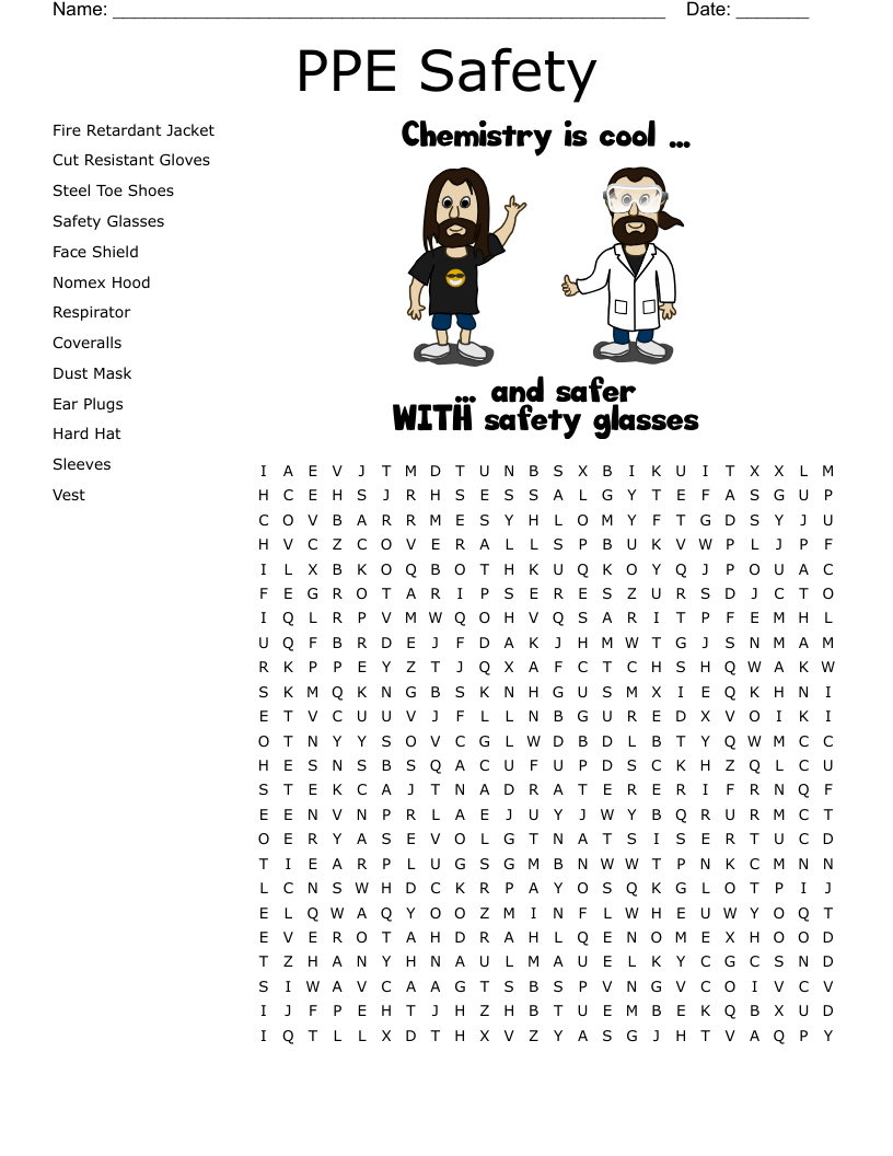 PPE Safety  Word Search
