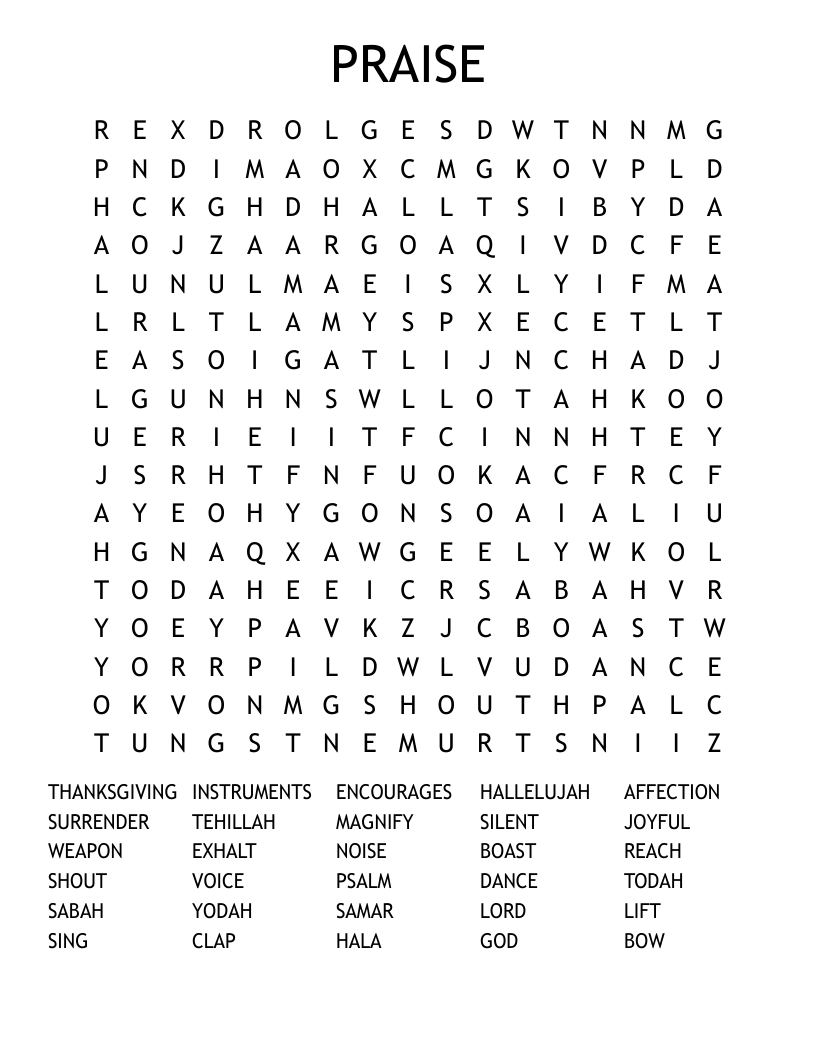 PRAISE Word Search