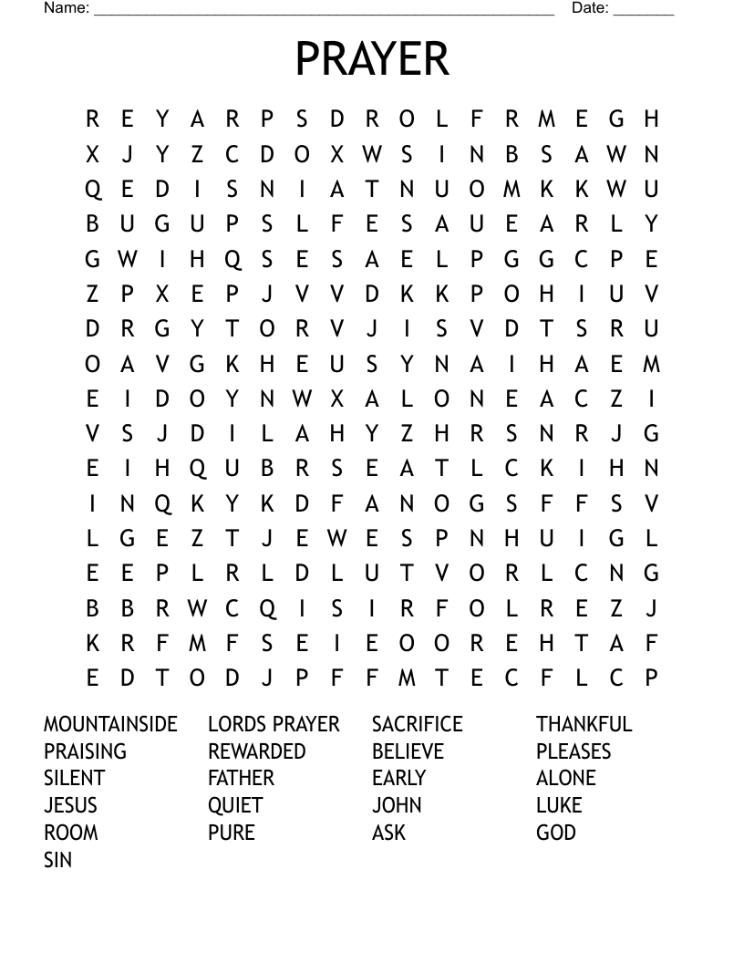 PRAYER Word Search