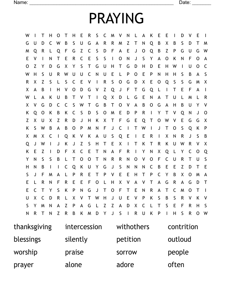 PRAYING Word Search