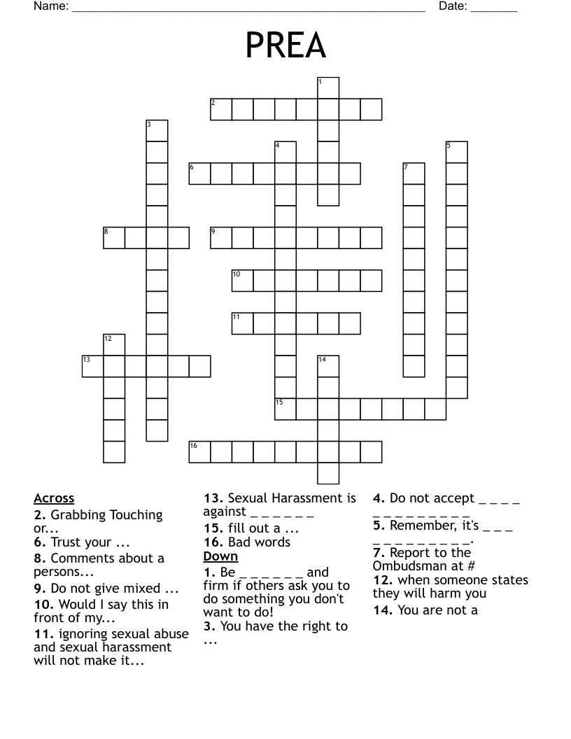 PREA Crossword