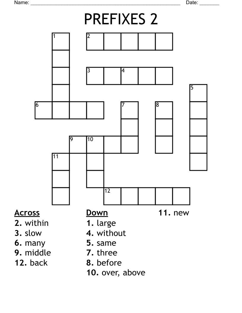 PREFIXES 2 Crossword