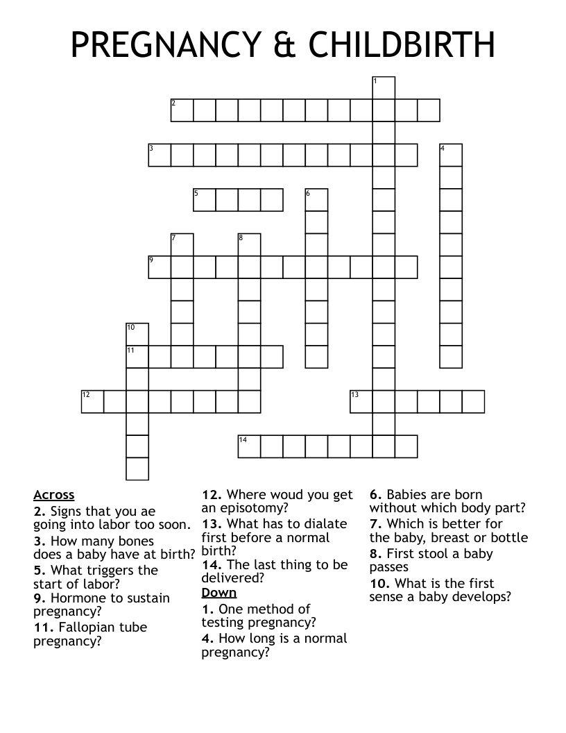 PREGNANCY & CHILDBIRTH Crossword