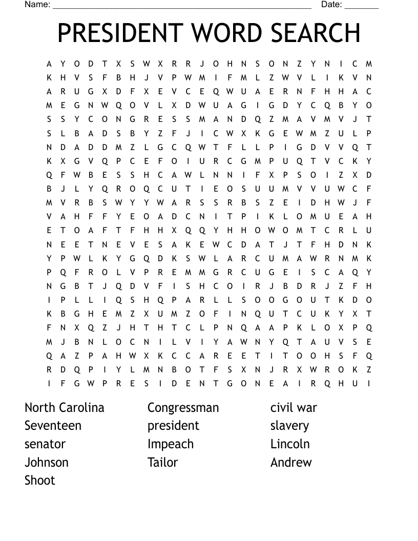 PRESIDENT WORD SEARCH