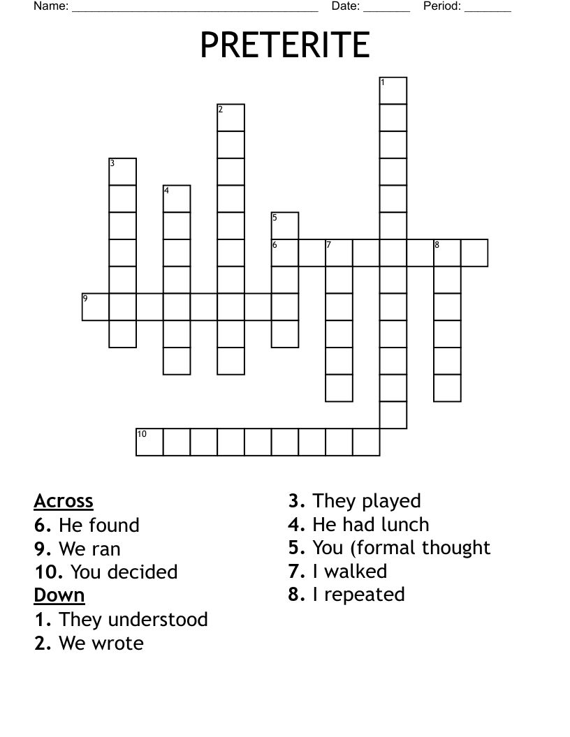 PRETERITE  Crossword