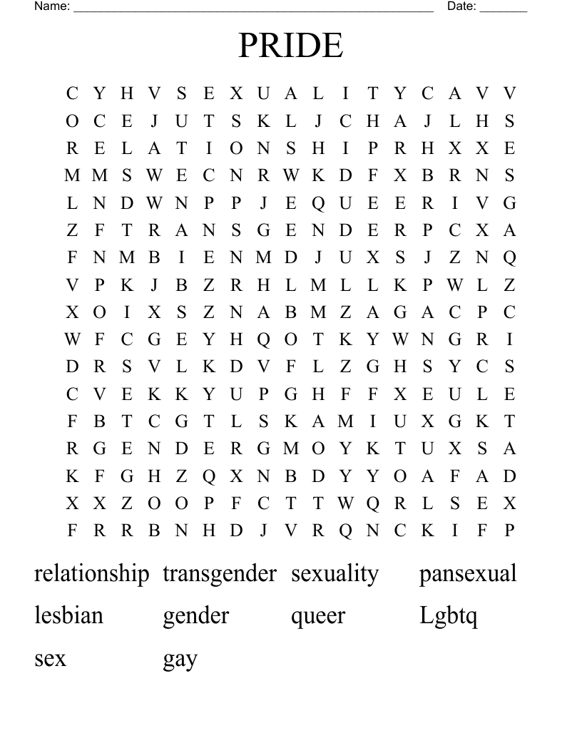 PRIDE  Word Search
