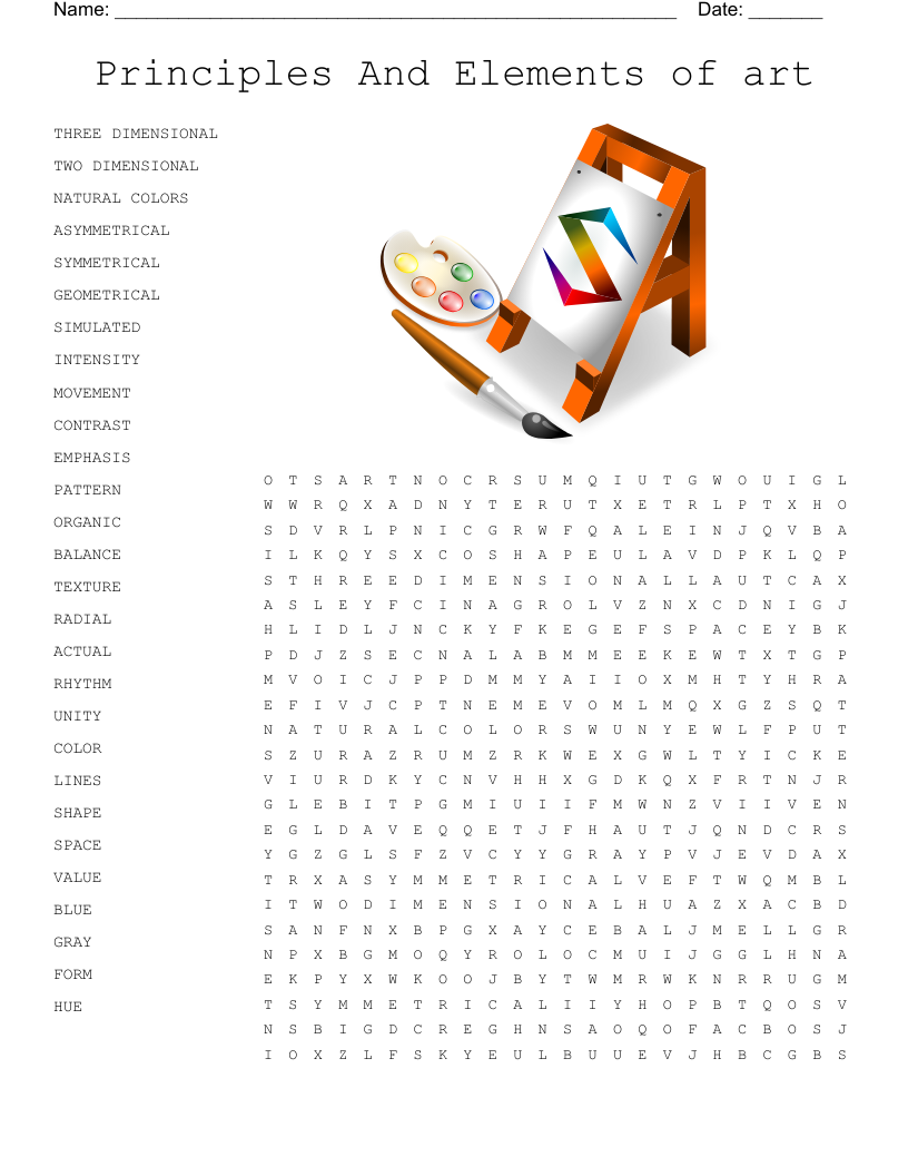 Principles And Elements of art Word Search