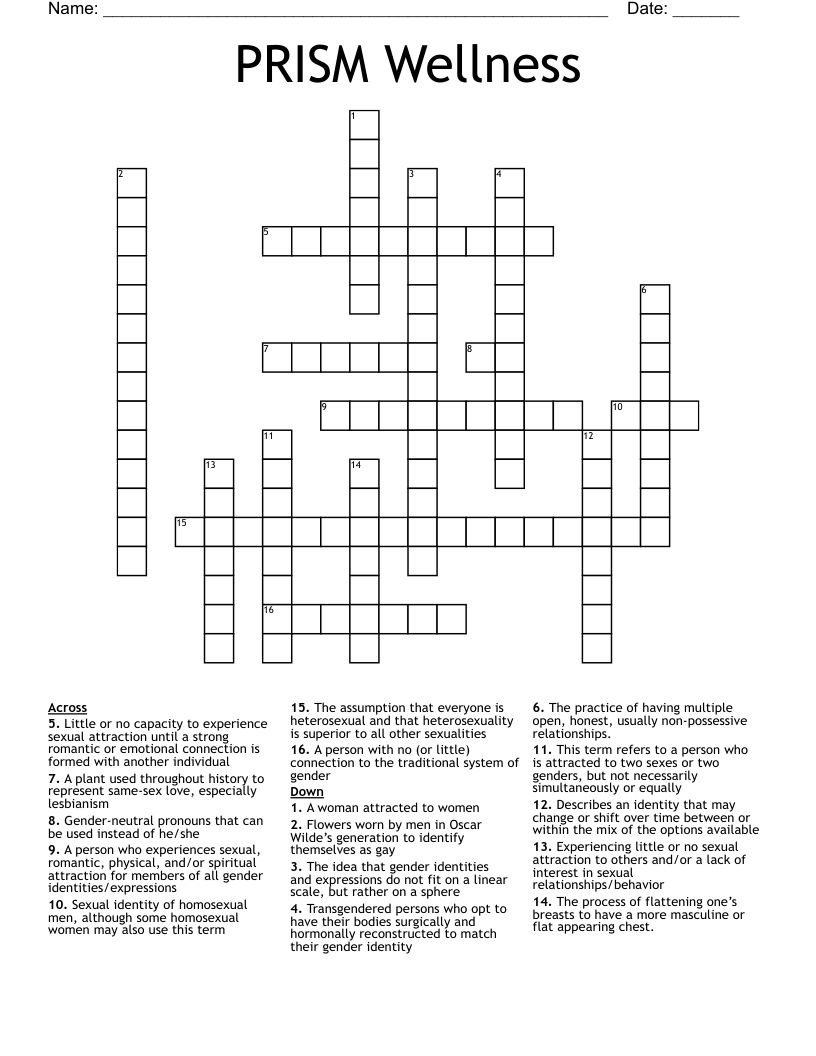 PRISM Wellness Crossword