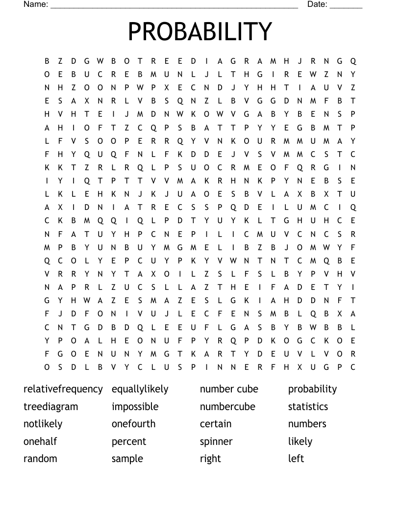 PROBABILITY Word Search
