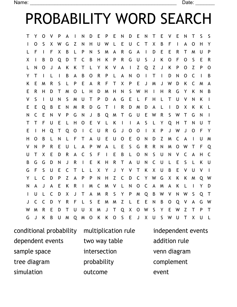 PROBABILITY WORD SEARCH