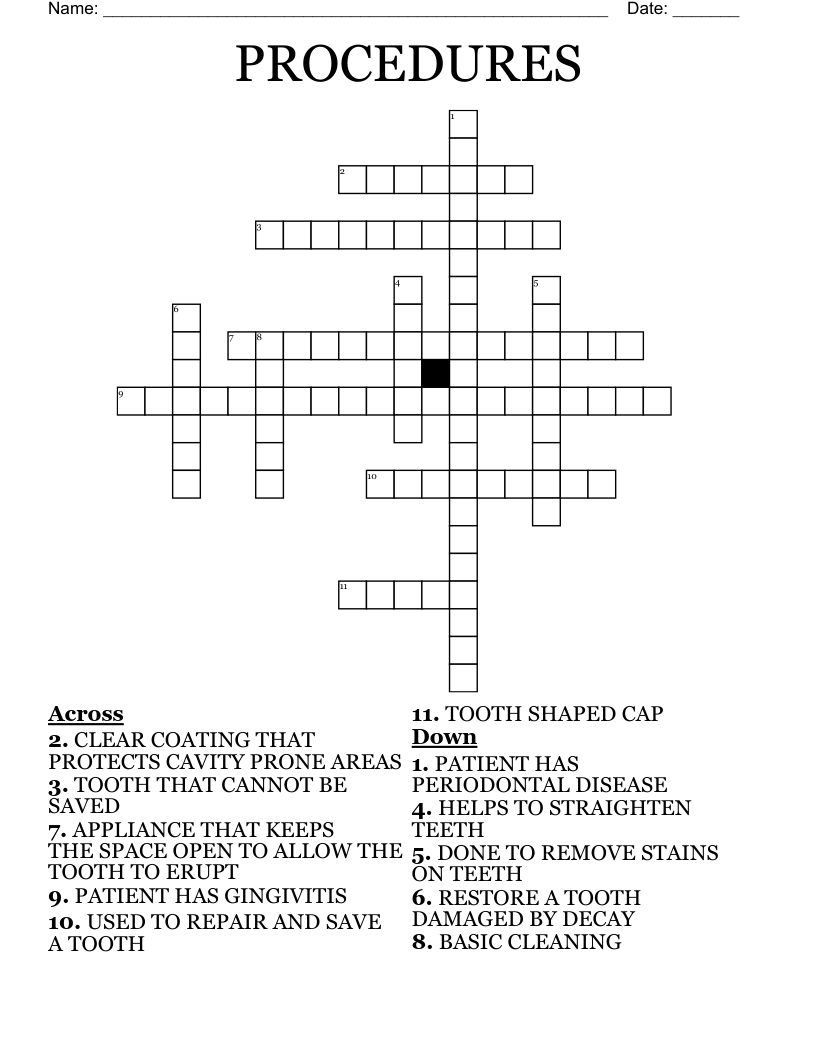 PROCEDURES Crossword