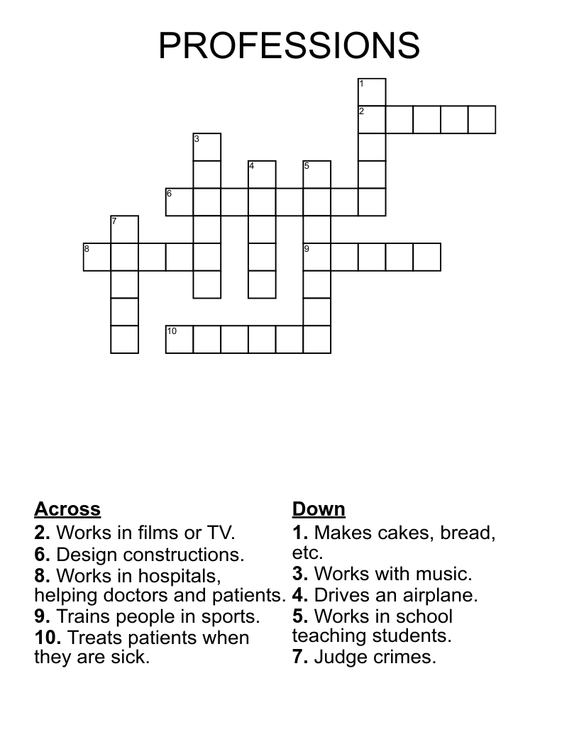 PROFESSIONS Crossword