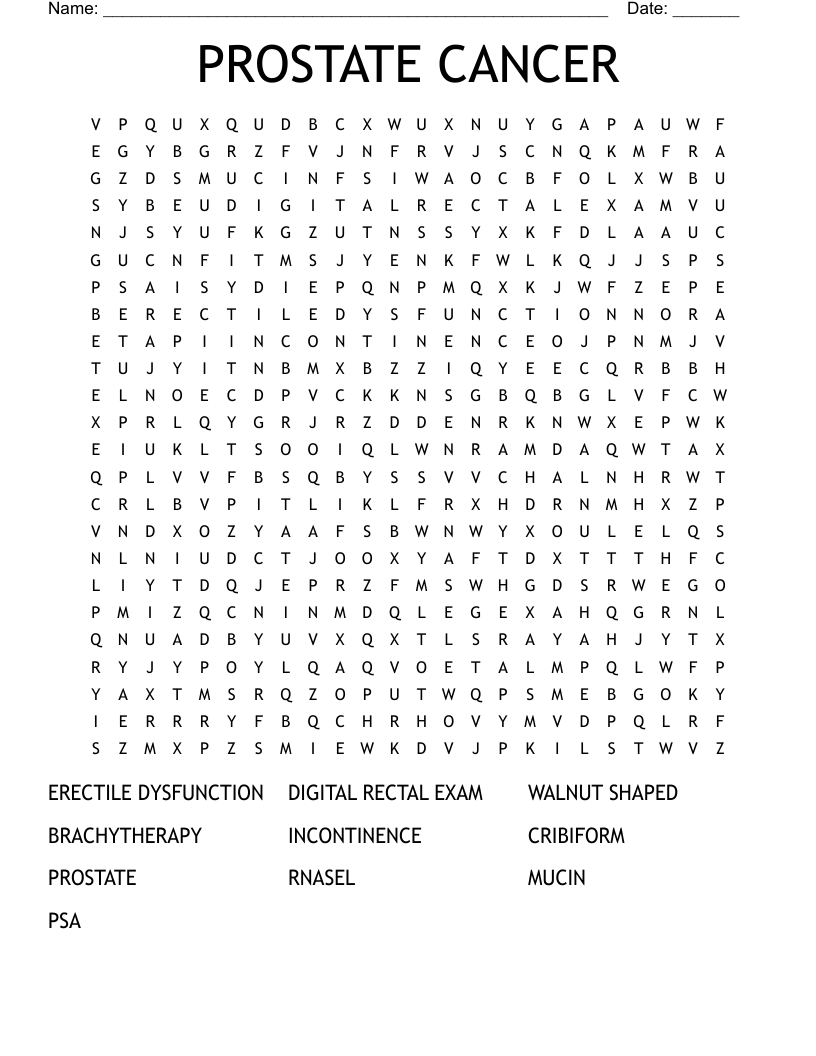 PROSTATE CANCER Word Search