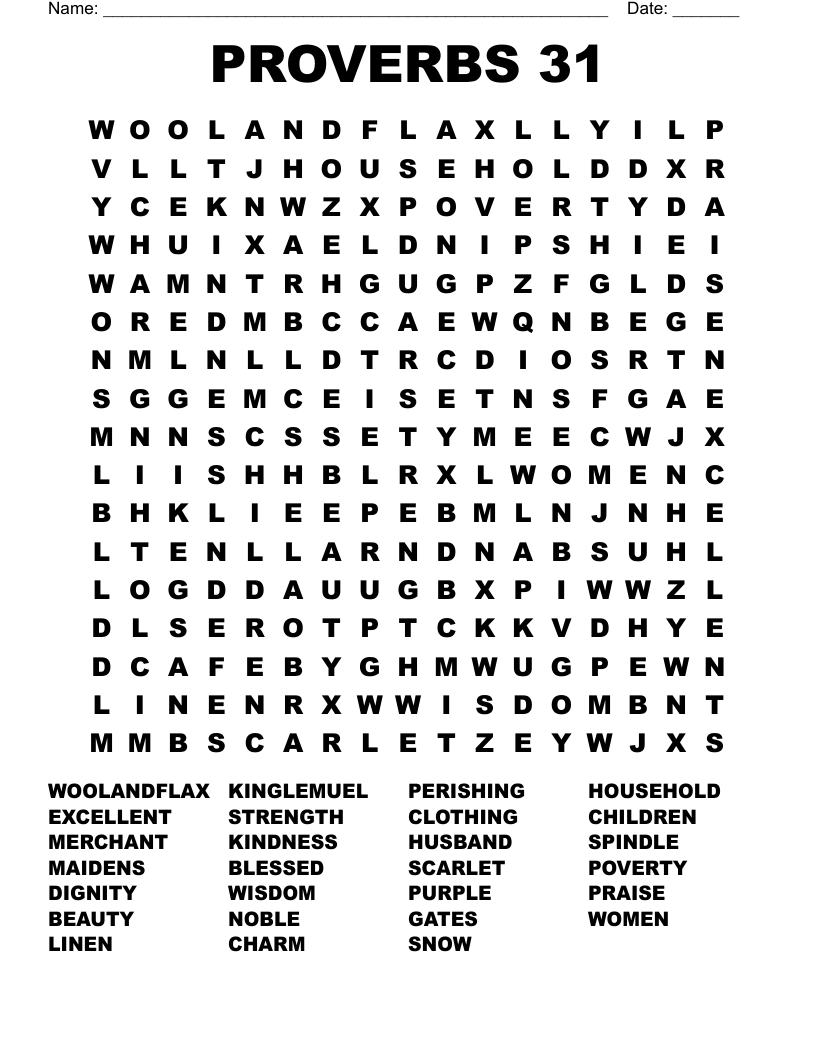 PROVERBS 31 Word Search