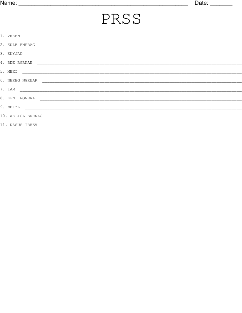PRSS Word Scramble