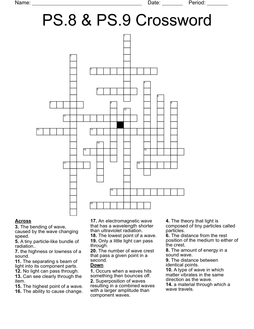 PS.8 & PS.9 Crossword