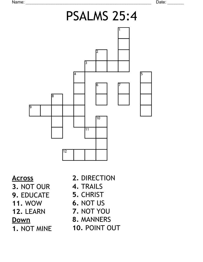 PSALMS 25:4 Crossword