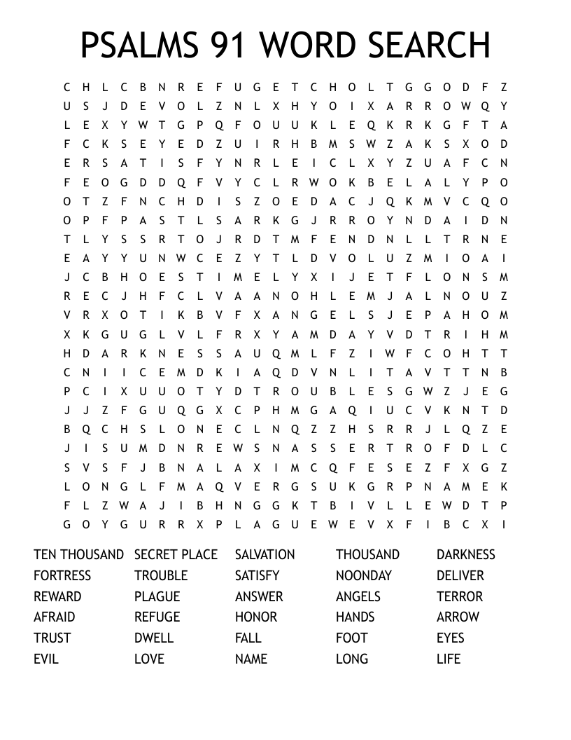 PSALMS 91 WORD SEARCH