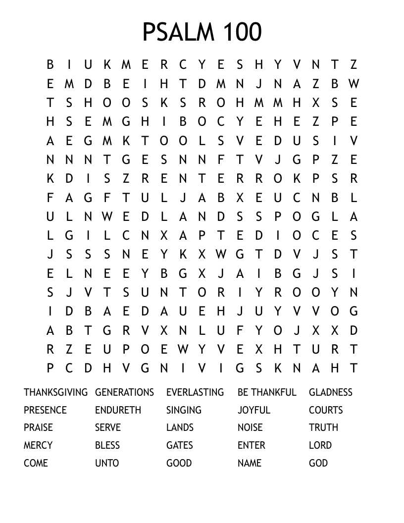 PSALM 100 Word Search