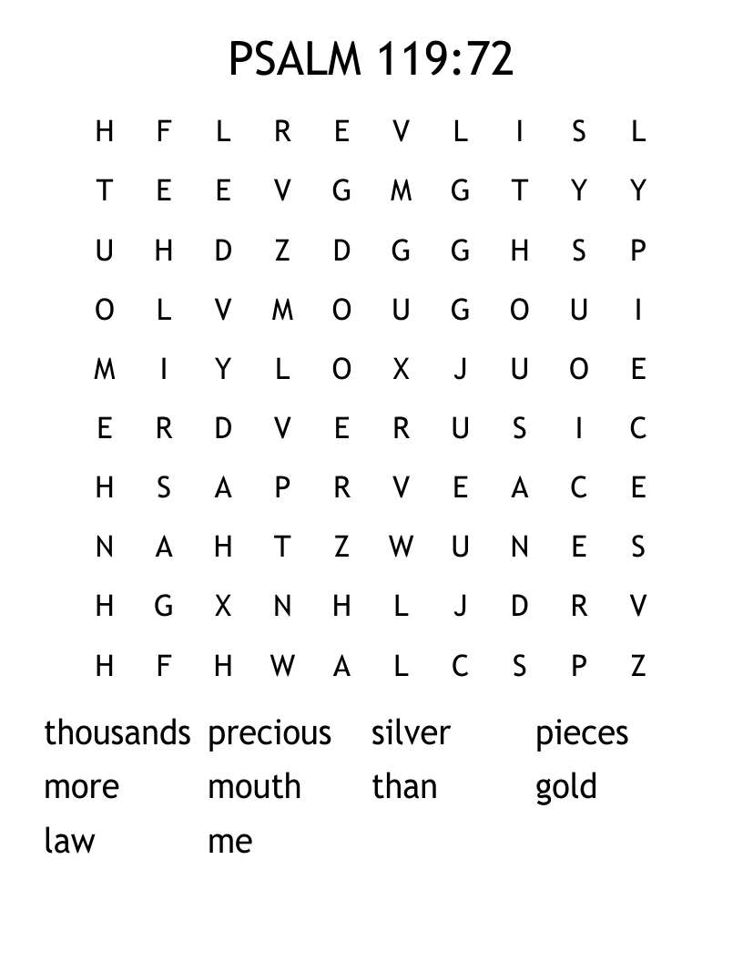PSALM 119:72 Word Search