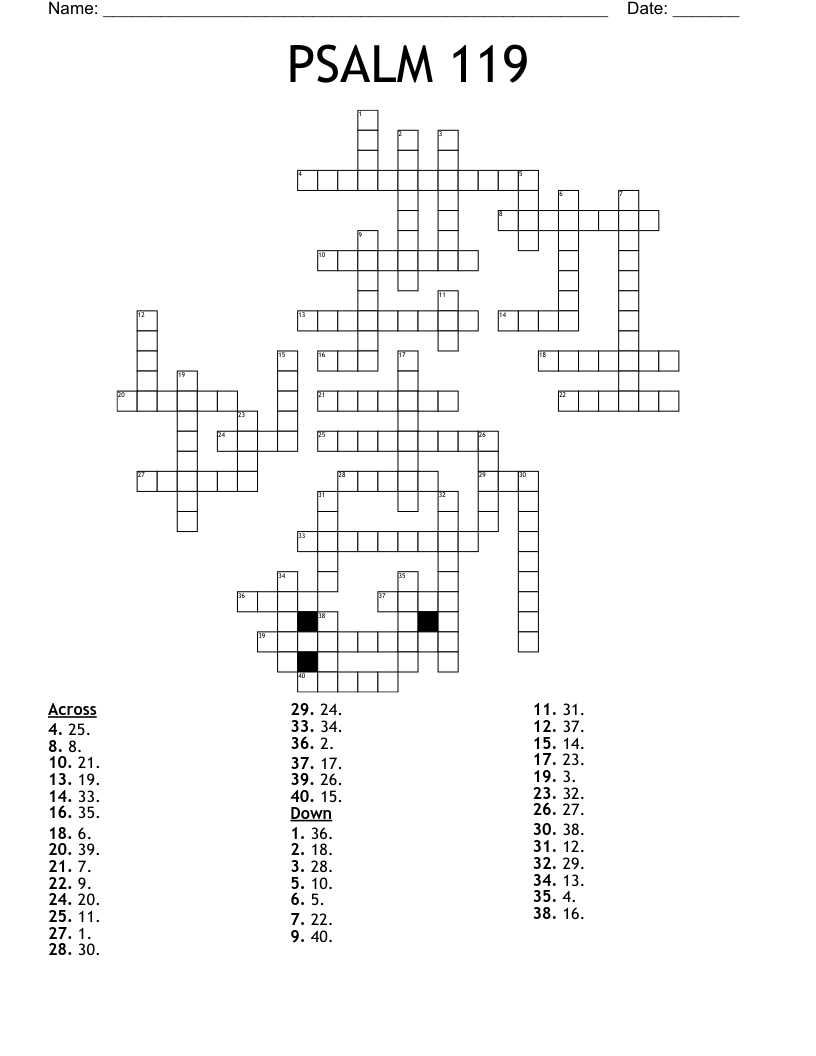 PSALM 119 Crossword