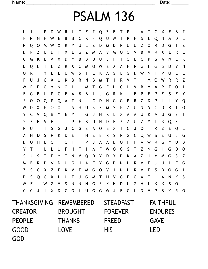 PSALM 136 Word Search
