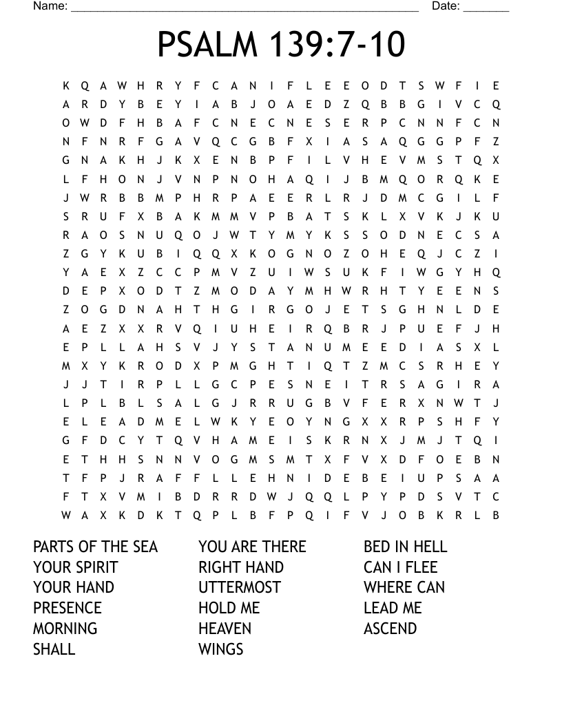 PSALM 139:7-10 Word Search