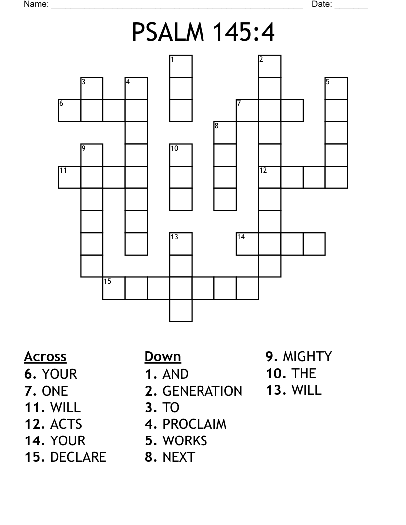 PSALM 145:4 Crossword