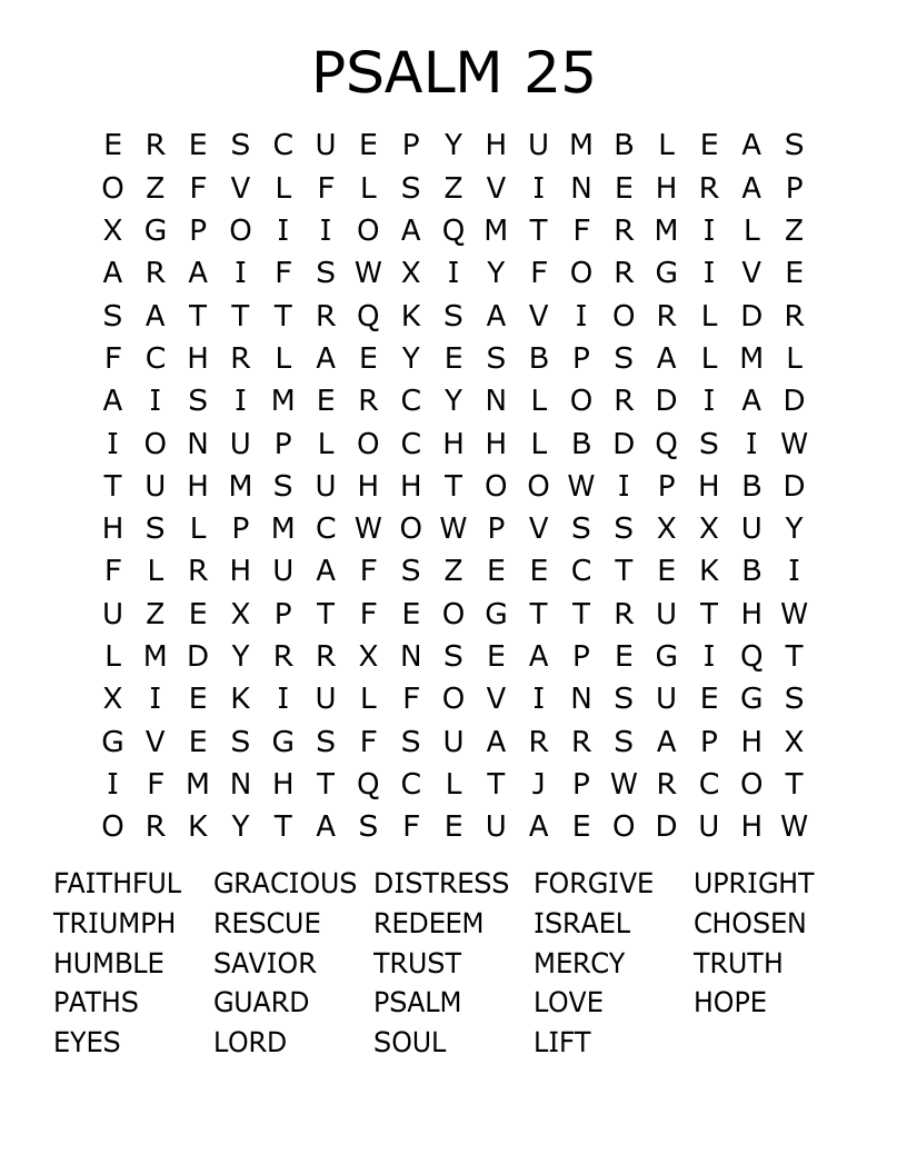 PSALM 25 Word Search